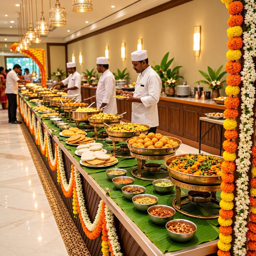 Catering buffet setup at an event