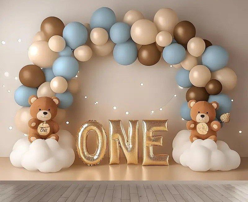 Balloon arch decor for a milestone celebration