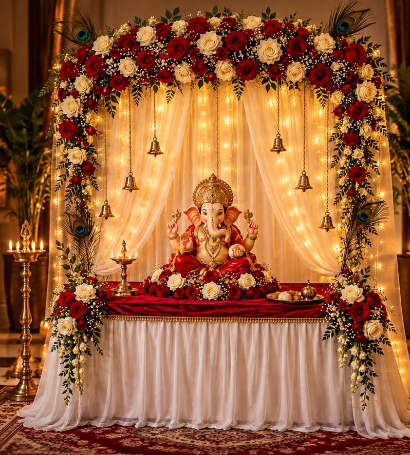 Naming ceremony floral and fairy-light decor