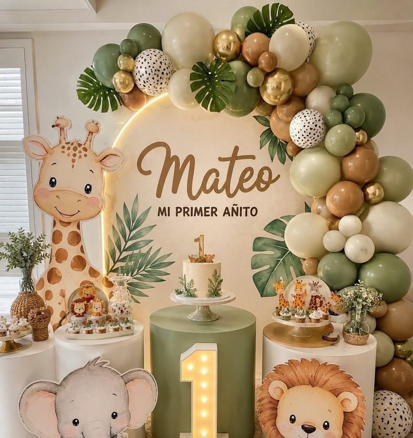 Minimal balloon arch in soft neutral colours