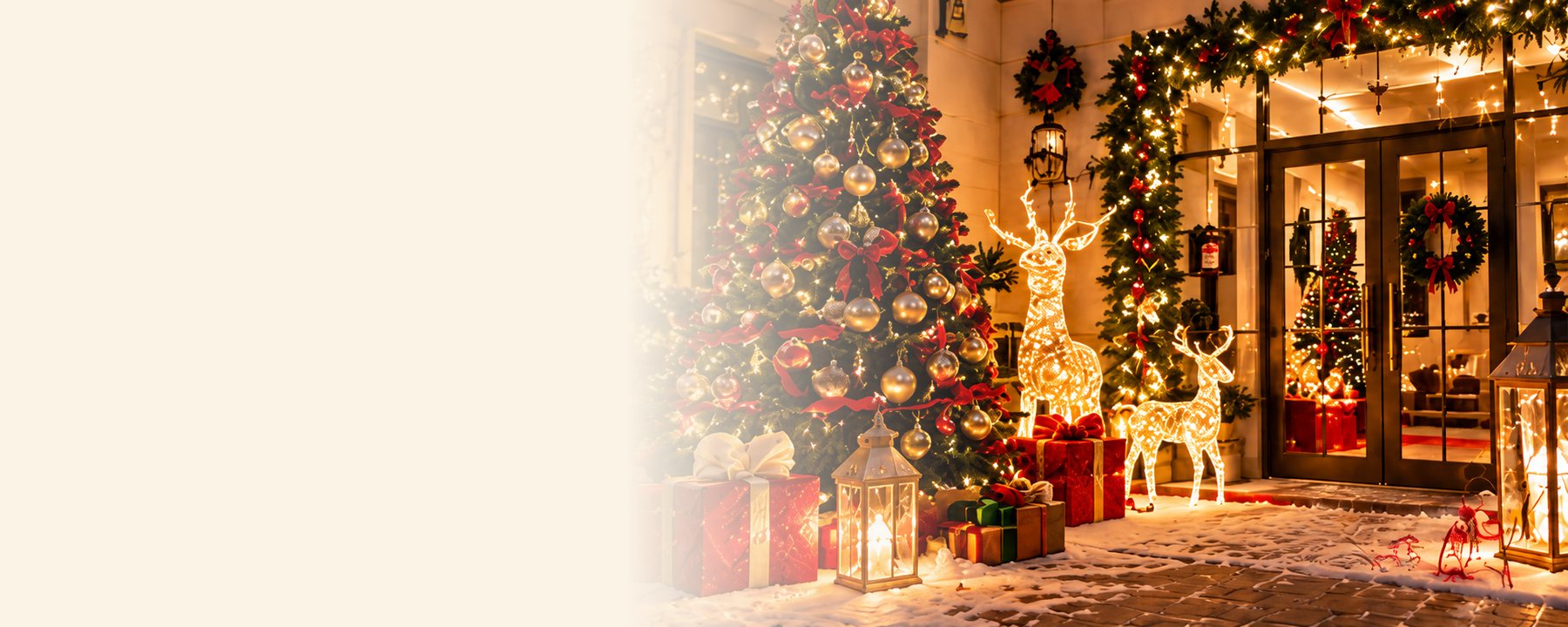Christmas themed decor with lights