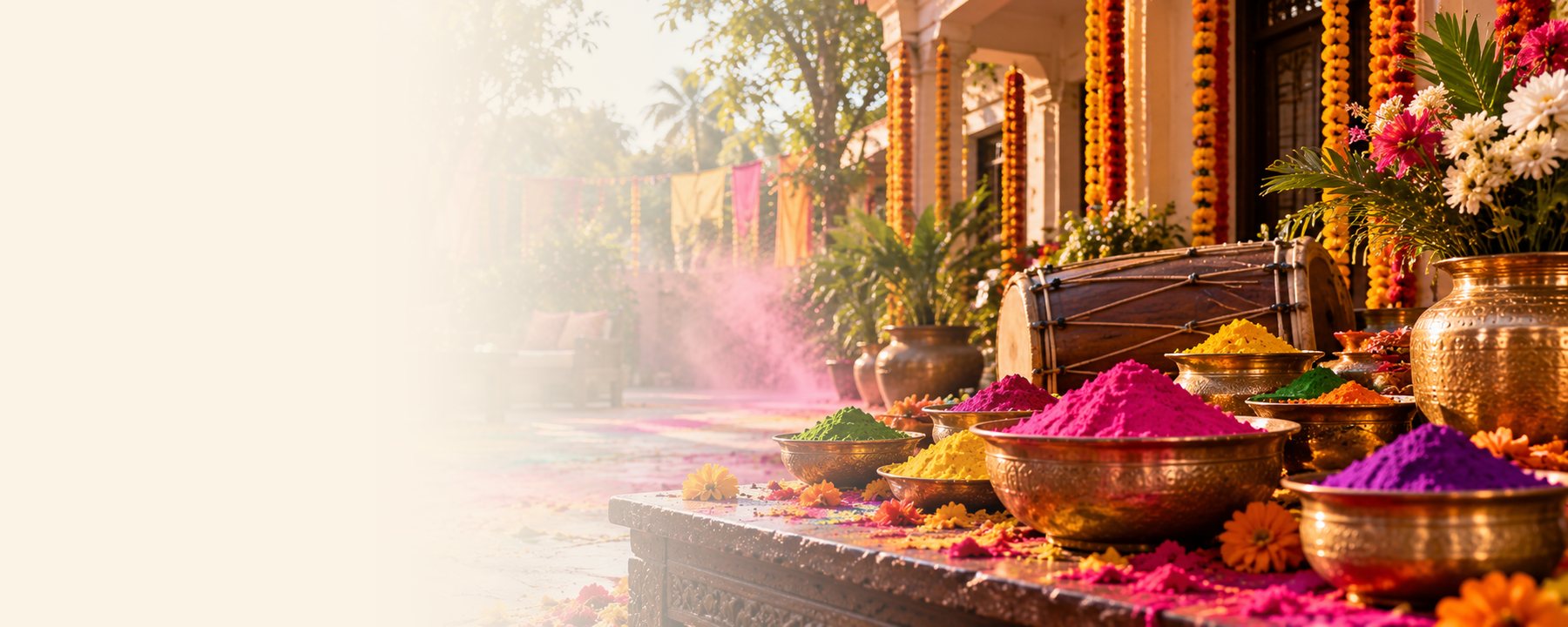 Colourful Holi party decor